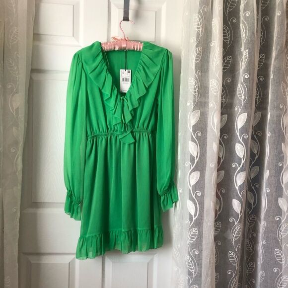 New Mango MNG Textured ruffled dress, women size small, size US 4 - Picture 5 of 11